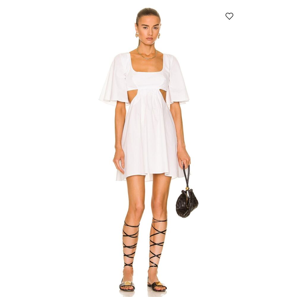 Matthew Bruch Flutter Sleeve Cutout Mini Dress Size 2 White Sundress Bridal
